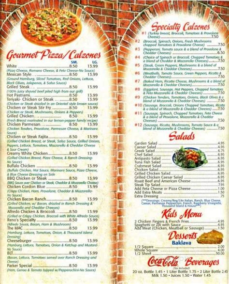 parker house pizza gardner menu